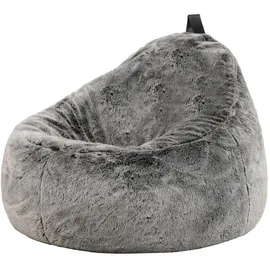 I.C.O.N. Icon Sitzsack Sessel, Grau, Flauschiger Kunstpelzstoff, Sitzsack Erwachsene mit Füllung, Bean Bag, Flauschig Lounge Sessel, Lounge Stuhl, Schlafzimmer, Wohnzimmer, Wohnzimmer Möbel