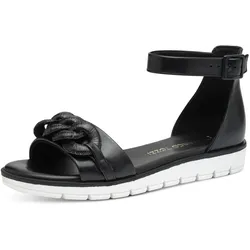 Riemchensandale MARCO TOZZI, Damen, Gr. 42, schwarz, Lederimitat, modisch, Schuhe, Keilabsatz, Sommerschuh, Sandalette, mit Zierkette Ton in Ton