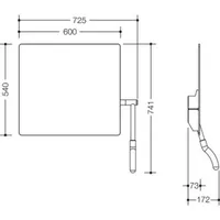 Hewi Kippspiegel 802.01.100R33 725x741x73mm, Hebel rechts,