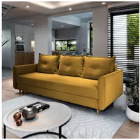 Masseno Sofa NAPOL mit Schlaffunktion, Schlafsofa, Couch mit Bettkasten gelb