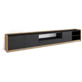 SKRAUT HOME Lowboard 310x50x37 cm Schwarz Eiche Holzwerkstoff