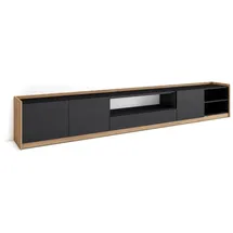 SKRAUT HOME Lowboard 310x50x37 cm Schwarz Eiche Holzwerkstoff