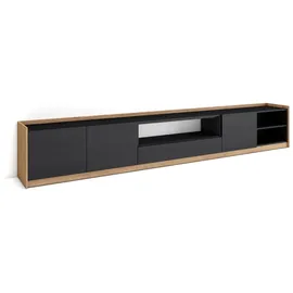 SKRAUT HOME Lowboard 310x50x37 cm Schwarz Eiche Holzwerkstoff