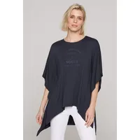 Soccx Damen Poncho-Shirt mit tonigem Rubber Print Deep Sea,