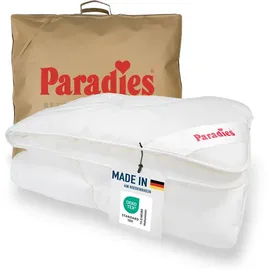 Paradies Kunstfaserbettdecke Prima, Bettdecke 135x200 cm, 155x220 cm und 200x200 cm, Füllung: 100% Polyester, Bezug: 100% Baumwolle, Ganzjahresdecke 135 x 200cm, Made in Germany weiß 135 cm x 200 cm
