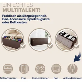 CASARIA Sitzbank Braun 115x38x38cm mit Stauraum Faltbar