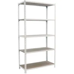 PROREGAL Schwerlastregal Muli | HxBxT 180x90x40cm| Fachlast 150kg | Weiß | Lagerregal Kellerregal Werkstattregal Metallregal