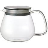 Kinto Stainless Unitea One Touch Teekanne 460 ml Hitzebeständige Teekanne aus Glas mit Edelstahlsieb und Deckel