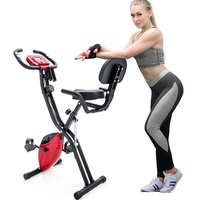 Ulife Heimtrainer 3-in-1 X-bike Fitnessgeräte mit 10 Widerstandsstufen, mit Expanderbändern & Handpulssensoren rot