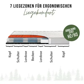 schwarzwaldmarie Rosi 7-Zonen-Taschenfederkern- Matratze mit Wendefunktion und Komforthöhe, Größe: 140 x 200 cm, Härtegrad: Soft – Mittelfest (H2/H3)