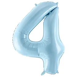 Folienballon Zahl 4 hellblau