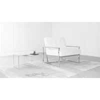 s-style möbel Loungesessel Tampa Bouclé 84 x 81 x 89 cm Weiß/Silber
