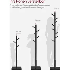 VASAGLE Garderobenständer Massivholz schwarz