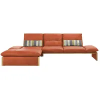 KOINOR Leder-Ecksofa mit Massivholzrahmen aus Wildeiche Humfrey ¦ orange ¦ Maße (cm): B: 314 H: 93 T: 159