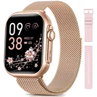 Sanorum Smartwatch Damen mit 1000mAh Akku, 1,85’’ AMOLED Fitnessuhr Damen mit Telefonfunktion/5ATM Wasserdicht/120+ Sportmodi/Herzfrequenz/SpO2/Blutdruck, Smartwatch für Android iOS, Roségold