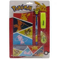 Pokémon Notizblock Schreibwarenset mit Notizblock 5 teilig Schulset