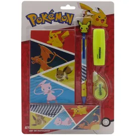Pokémon Notizblock Schreibwarenset mit Notizblock 5 teilig Schulset
