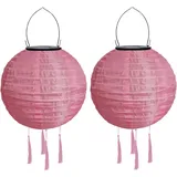 Solar Lampions Außen Wetterfest mit Fransen Nylon Solarlampions für Außen Hängend Warmweiß Solar Laterne Gartenlaterne LED Solar Lampion Outdoor Rund Lampingions Solarlampen (20cm/2PCS/Rosa)