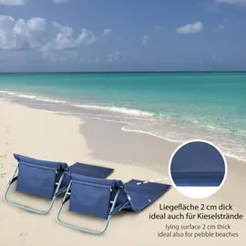 Onvaya Premium Strandmatte mit Rückenlehne | Strandliege faltbar | Strandmatratze dunkelblau | mit Tragegurt | 161 x 55 x 45 cm 2 Stück)