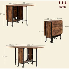 Homcom Esstisch Braun, Textil, 80x74x130 cm Rustikal-Braun