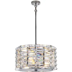 Hängeleuchte Deckenlampe Pendellampe Esszimmerlampe Stahl Kristalle Glas Nickel