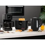 Princess Design Edelstahl Frühstücksset Schwarz Kaffeemaschine Wasserkocher Toaster