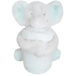 Kikkaboo Babydecke 2 in 1 Geschenkset Kuscheltier 25 cm Kuscheldecke 100 x 70 cm türkis