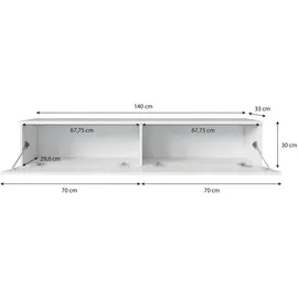 P & B Lowboard 140x30 cm Weiß/Eiche Holzwerkstoff
