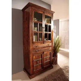 Massivmoebel24 Vitrine Akazie 95 x 50 x 195 cm Braun