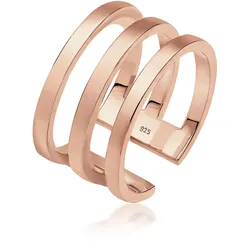 Elli Fingerring »Ring Silberring Breit Schlicht Offen 925 Silber« Elli Rosegold