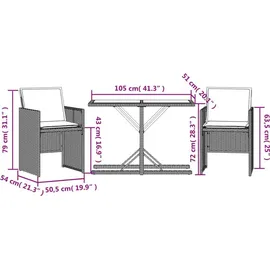 vidaXL Bistro-Set 3-tlg. Beige