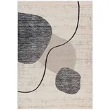 mazovia Teppich mit geometrischem Muster - Kurzflor - Minimalistisch Design - Weich Teppich für Wohnzimmer - ÖKO-TEX Wohnzimmerteppich - Beige Grau, 80 x 150 cm, Oeko-Tex® Standard 100, Fußbodenheizung geeignet, Hausstauballergiker in verschiedenen Größen