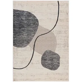 mazovia Teppich mit geometrischem Muster - Kurzflor - Minimalistisch Design - Weich Teppich für Wohnzimmer - ÖKO-TEX Wohnzimmerteppich - Beige Grau, 80 x 150 cm, Oeko-Tex® Standard 100, Fußbodenheizung geeignet, Hausstauballergiker in verschiedenen Größen