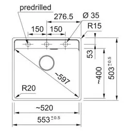 Franke MRG 210-52 A links flächenbündig onyx Handbetätigung 1000 x 500 mm