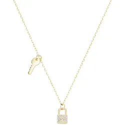 Luigi Merano Collier Schloss und Schlüssel, Zirkonia Steine, Gold 375 Ketten   Gold Damen 