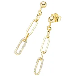 Luigi Merano Ohrstecker längliche Glieder als Behang, Zirkonia Steine, Gold 375 Ohrringe   Gold Damen 