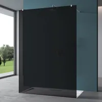 mai & mai Duschwand Duschabtrennung 2 Haltestange für Walk-In Dusche 130cm 8mm Grauglas ESG-Sicherheitsglas mit Nanobeschichtung Bremen01VG+2