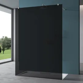 mai & mai Duschwand Duschabtrennung 2 Haltestange für Walk-In Dusche 130cm 8mm Grauglas ESG-Sicherheitsglas mit Nanobeschichtung Bremen01VG+2