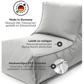 mokebo Sitzsack mit Hocker für Kinder & Erwachsene 'Der Sundowner', Bean Bag mit Füllung oder Bodenkissen für Indoor & Outdoor, auch als Liegekissen, Relaxliege oder Liege in Grau