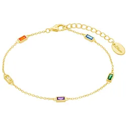 Armband S.OLIVER "Regenbogen, 2035508", gold (gelbgoldfarben, blau, grün, lila, gelb, orange, blau, grün, lila, gelb, orange, blau, grün, lila, gelb, orange), Armbänder, Damen, Silber 925 (Sterlingsilber), mit Zirkonia (synth.)