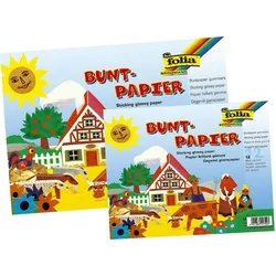 Buntpapier Hefte, gummiert, 14x20cm, 12 Blatt, 12-farbig