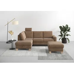 Ecksofa HOME AFFAIRE "Summer L-Form", braun (latte), B:236cm H:91cm T:170cm, 100% Polyester, Sofas, mit Ottomane, wahlweise mit Bettfunktion und Bettkasten, Cord-Bezug