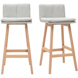 miliboo Design-Barhocker Holz und Perlgrau 65 cm 2 Stck. JOAN