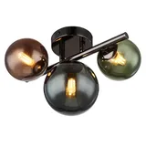 GLOBO Lighting Tischleuchte Metall grau matt Glas Kugel bronze petro grün, 3 flammig 3x G9 LED warmweiß 28,5 x 23,5 x 20,5 cm