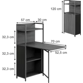 Vicco Esstisch Savio, Schwarz, 57 x 30 cm mit klappbarer Tischplatte