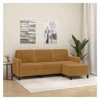 vidaXL 3-Sitzer-Sofa mit Hocker Braun 180 cm Samt