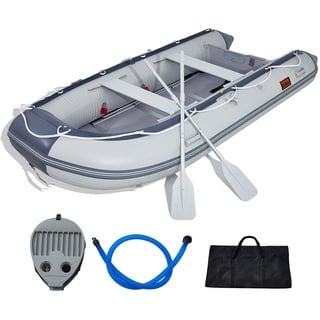 Vevor Schlauchboot, 6-Personen-Sportboot mit Heckspiegel, Marine-Holzboden und Verstellbarer Aluminiumbank, 680 kg Aufblasbares Fischerbootfloß, Aluminiumruder, Luftpumpe und Tragetasche