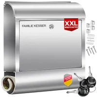 Kesser XXL Briefkasten Edelstahl gebürstet silber inkl. Zeitungsfach