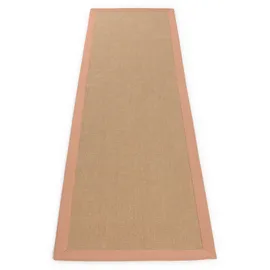 carpetfine Sisalteppich CARPETFINE "Sisal , auch als Läufer erhältlich", orange (pfirsich), B:70cm H:5mm L:200cm, Sisal, Teppiche, Sisalteppich, mit farbiger Bordüre, Anti Rutsch Rückseite, viele Größen, Wohnzimmer