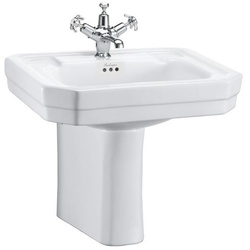 Casa Padrino Porzellan Waschbecken mit halben Sockel 56 x 47 x H. 50 cm - Hotel Möbel